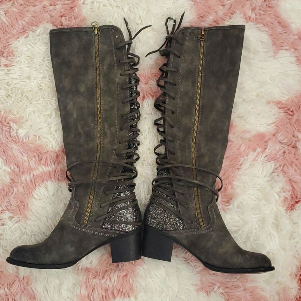 Charcoal grey riding boots